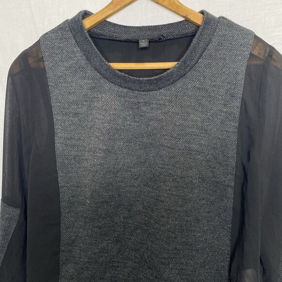 ARYN K Anthropologie Blouse Tunic Sheer Long Sleeve High Low Hem Womens S Black - Picture 3 of 10